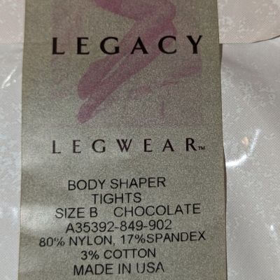 Legacy Leg Wear Body Shaper Tights Size B, Lot of 3, Black, Grey And Chocolate