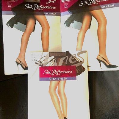 Hanes Silk Reflections Silky Sheer Stockings Hosiery Control Top Sz AB 3pk NEW