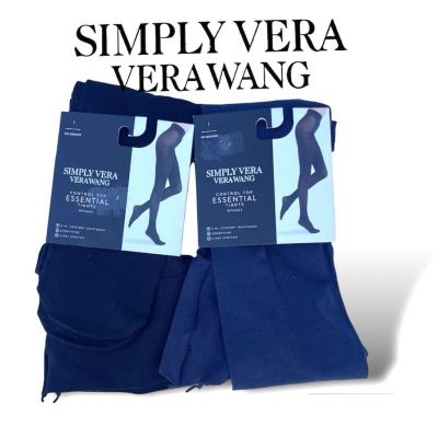 Control Top Tights by Simply Vera 2 Pair Size 1 (100lb-150lb) Navy Black New