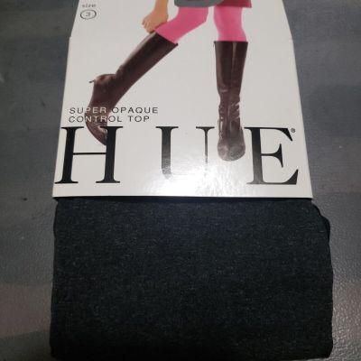 Hue Womens Super Opaque Tights With Control Top Size 2 Graphite Heather Pair New