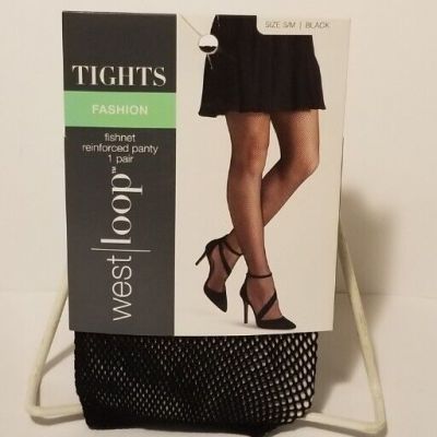 West Loop Fishnet Stockings Pantyhose Tights Womens SM/MED BLACK
