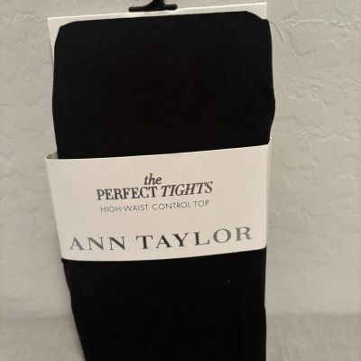 Ann Taylor The Perfect Tights Black Opaque Large Control Top - New!