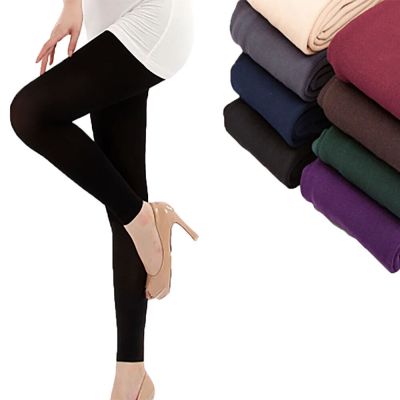 Women Fleece Lined Leggings Thermal Socks Casual Warm Black Full Length Pants