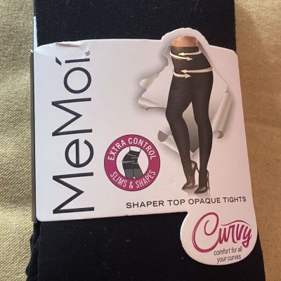 MeMoi Curvy Shaper Top Tights (2) Pair Size 3X/4X Black Opaque New in Package