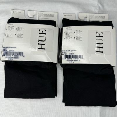 HUE Black Ultimate Opaque Control Top Tights Womens Size 1 U3271 ~ 2 Pairs New