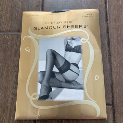 2 pair - Victoria's Secret glamour sheers stockings, color jet black Medium