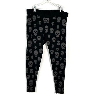 Torrid Plus Size Black & Gray Skull Print Knit High Waisted Leggings 1X Lounge