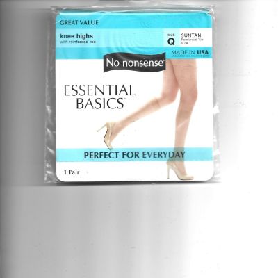 New No nonsense Essential Basics Knee Highs Reinforced Toe Size Q Suntan