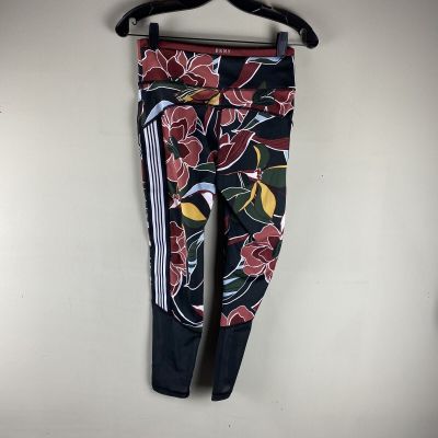 DKNY Sport: Sporty Floral Print Mesh Striped Athletic Workout Gym Leggings Small