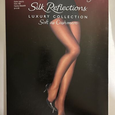 Hanes Silk Reflections Luxury Collection AB Barely Black Control Top Sandalfoot