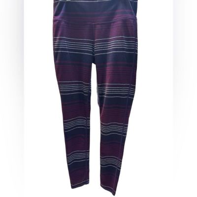 Athleta purple striped leggings size medium.  Workout, run, gym, exercise