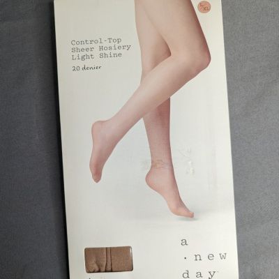 a new day 20D Sheer Control Top Tights Sand L/XL