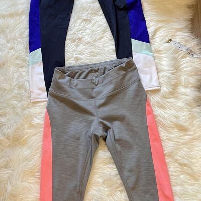 Athleta Lot Of 2  Gray and Pink & Blue And  White Yoga Workout Leggings Size XS