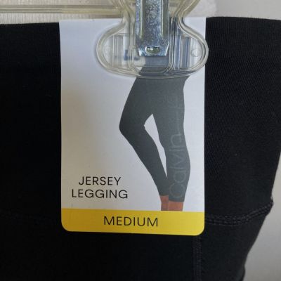 Calvin Klein-Black-Jersey Leggings-Logo-Cotton/Spandex-Pull On Style-M-NWT