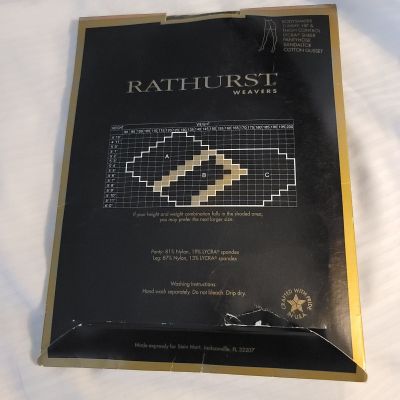 Rathurst Weavers Size C Black Illusion Bodyshaper Pantyhose Sandaltoe Tummy Hip