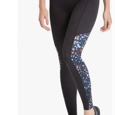 Spanx Leggings Womens Size L Black Cosmic Print Booty Boost Style # 50138R