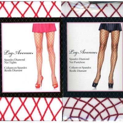 Spandex Diamond Net Tights Burgundy or Red Adult One Size Leg Avenue 9005