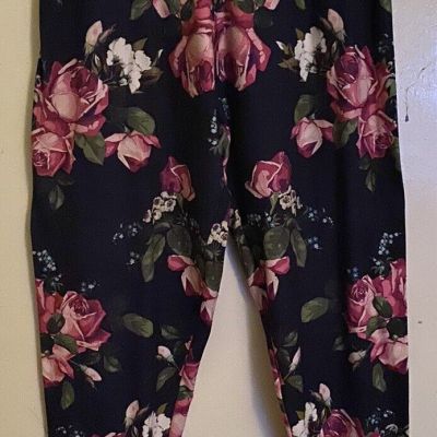 preowned extra plus USA fashion floral print leggings stretch waist