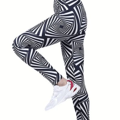 Fashion Women Geometric Print Leggings Casual Sports High Waist Stretch Slim New