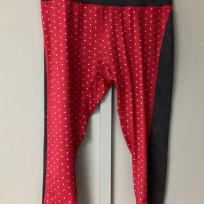 LULAROE Size 2XL WOMEN'S LEGGINGS Simply Comfortable Red Polka Dots Gray