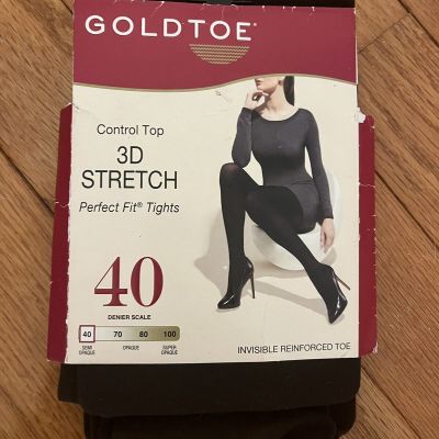 Gold Toe Control Top 3D Stretch Tights Size C Coffee