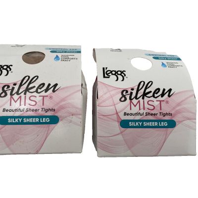 Leggs Silken Mist Pantyhose Control Top Q Nude Silky Sheer Wicking #98546 New