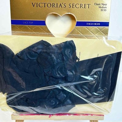 VICTORIA'S SECRET  Lace Top Thigh High Stockings in Navy NWT