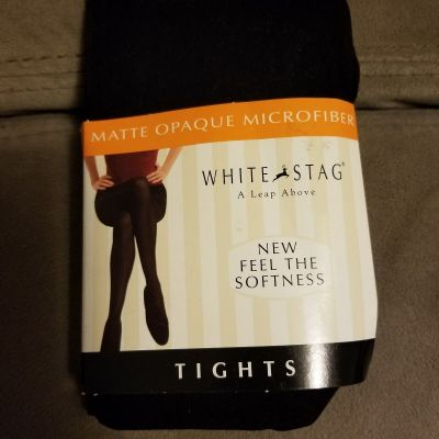 White Stag Matte Opaque Microfiber Size 3 Tights 155-214 lbs Black Nylon Blend