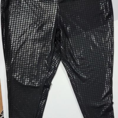 New Look Brand Black Shiny Houndstooth Leggings Size 1XL goth/alt/rock/emo
