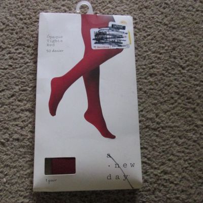 a . new day Ladies' OPAQUE tights-sz s/m-red-NWT-fit 4'11