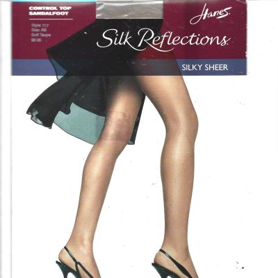 Hanes Silk Reflections Silky Sheer Pantyhose Control Top Sandalfoot,AB,SoftTaupe