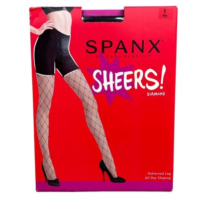 Spanx Sheers Diamond Design Shaping Tight Patterned Leg Black size E NIP