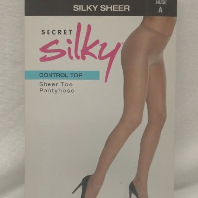 Secret Silky Control Top Sheer Toe Panty Hose Size A Nude