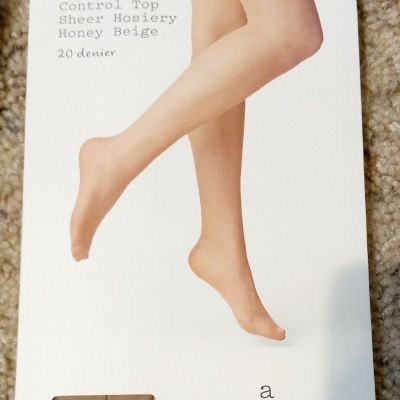 Women's 20D Sheer High-Waisted Control Top Tights - A New Day, Honey Beige, M/L