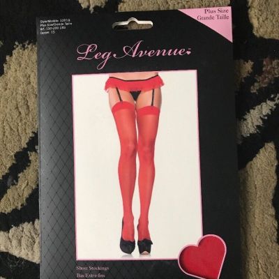 Leg Avenue Sheer Stockings Red Weight 150-200 Style 1001q Plus Size