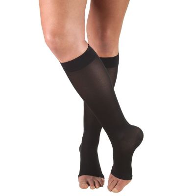 Truform Women's Stockings Knee High Open Toe: 15-20 mmHg XL BLACK (0371BL-XL)