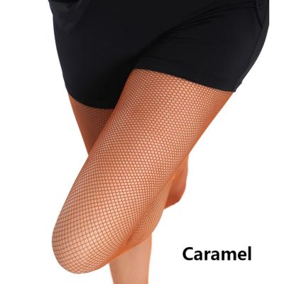 Latin Tights Small Mesh Pantyhose Caramel Cotton Crotch Modern Dance Socks Wear-