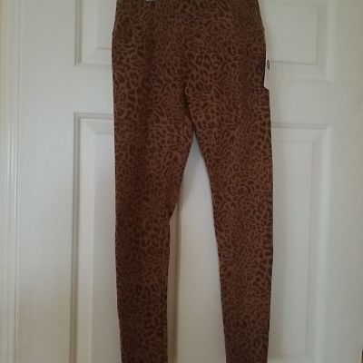 Style & Co Leggings Women Petite Brown High Rise Leopard Print NWT