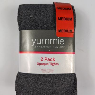 Yummie By Heather Thomson 2 Pack Opaque Tights Black & Grey Size Medium NWT
