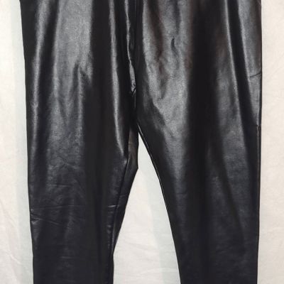 Tagoo Womens Faux Leather Pull On Jeggings Legging Pants Shiny Black 2XL