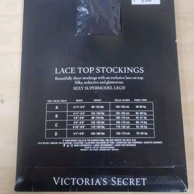 Victoria's Secret size B  BLACK LACE TOP Thigh High stockings SILKY SEDUCTIVE