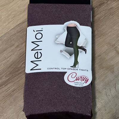 MeMoi 2 Pack curvy control top opaque tights 1X/2X - Burgundy Heather and Black