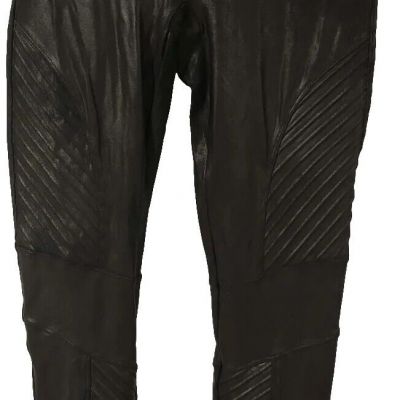 Spanx Faux Leather Moto Leggings Black Womens Size Medium Cotton Nylon Polyester