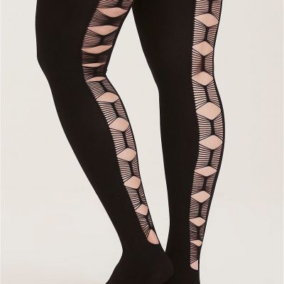 PLUS SIZE BLACK OPAQUE OPEN BACK TIGHTS IN 1X/2X OR 3X/4X COMPARABLE to TORRID