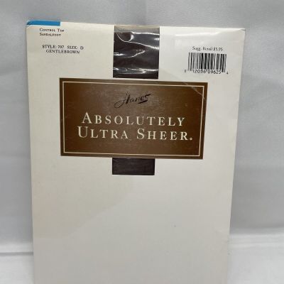 Hanes Absolutely Ultra Sheer Panty Hose NOS Style 707 Sz D Gentle brown