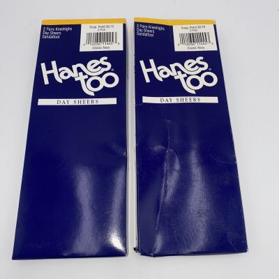 Hanes Too Knee High Pantyhose Vintage NOS 2 Pack Lot 2 Classic Navy Day Sheers