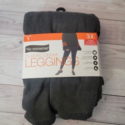 NEW Women's Nonsense Classic Grey Denim Leggings  Size 3XL
