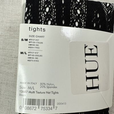 Hue Womens Multi Texture Net Tights Black Size M/L