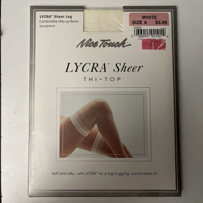 Sears Nice Touch Lycra Sheer Thi Top Stocking Vintage Pantyhose Size A White NEW