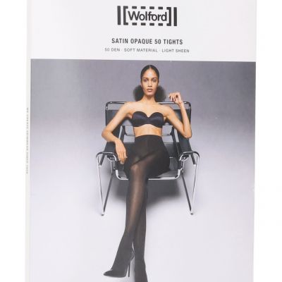 Wolford L124417 Womens Black Satin Soft Opaque 50 Den Tights Size L
